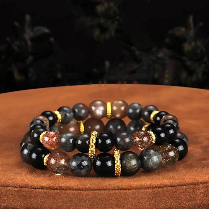 Braccialetto positivo Buddha Stones Sun Stone Lava Rock