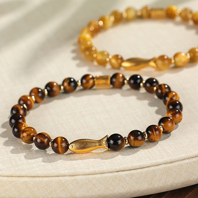 Braccialetto Buddha Stones Tiger Eye Koi Fish Coraggio