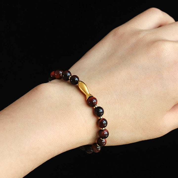 Braccialetto Buddha Stones Tiger Eye Koi Fish Coraggio