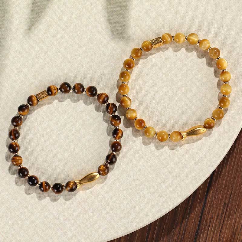 Braccialetto Buddha Stones Tiger Eye Koi Fish Coraggio