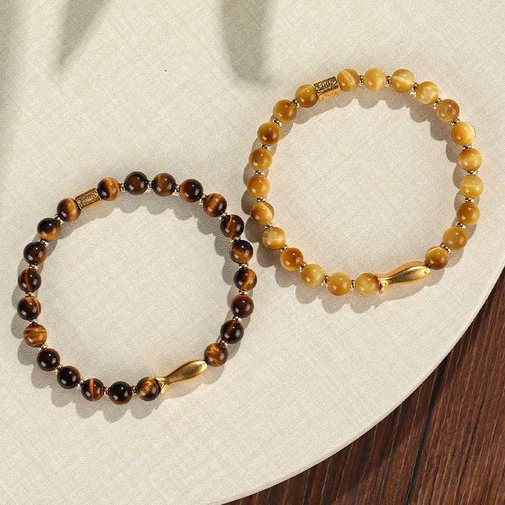 Braccialetto Buddha Stones Tiger Eye Koi Fish Coraggio