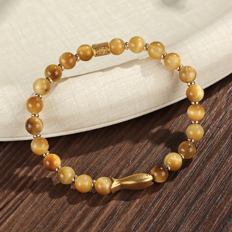 Braccialetto Buddha Stones Tiger Eye Koi Fish Coraggio