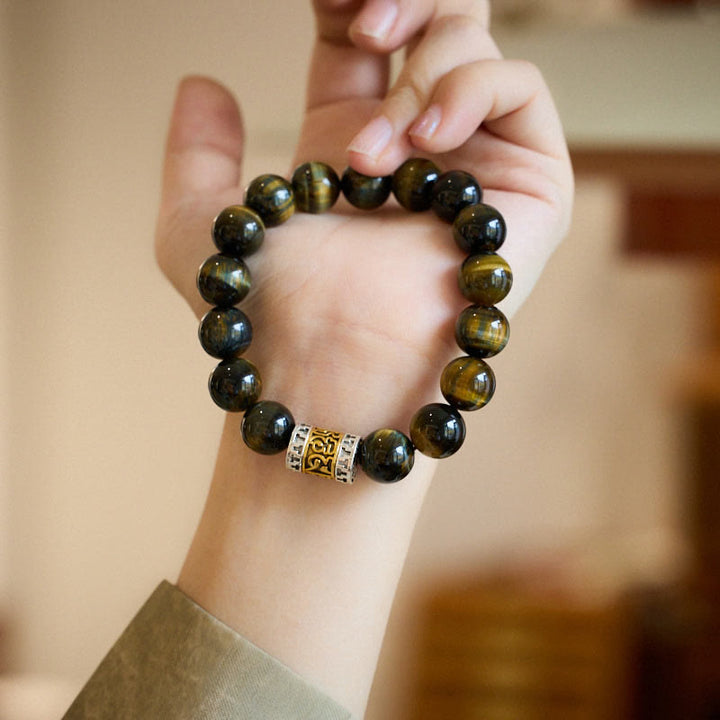 Braccialetto Buddha Stones Tiger Eye Six True Words Courage