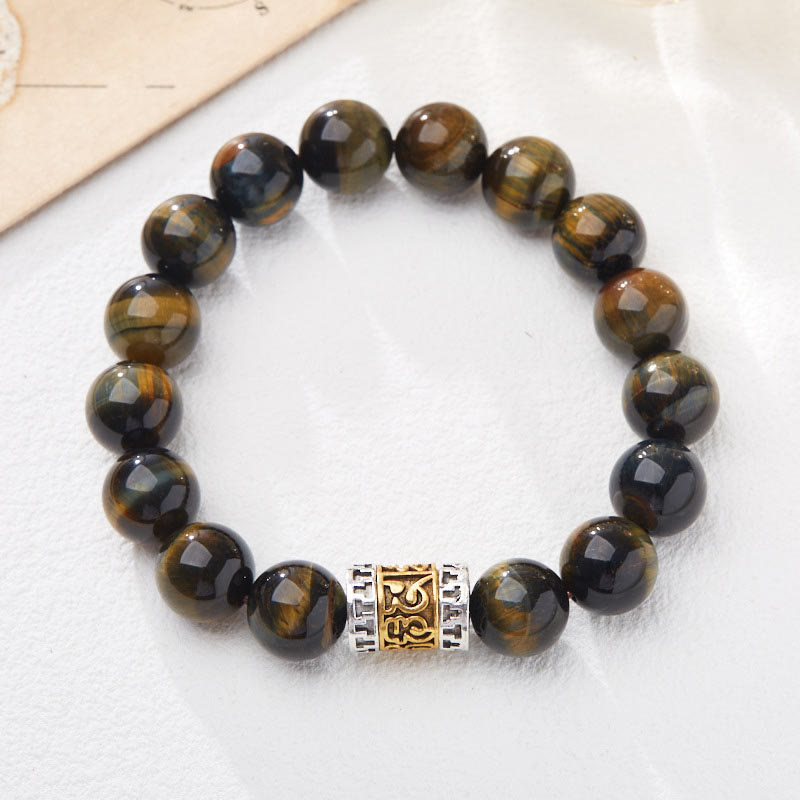 Braccialetto Buddha Stones Tiger Eye Six True Words Courage