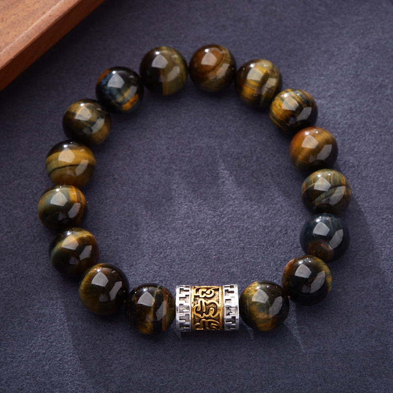 Braccialetto Buddha Stones Tiger Eye Six True Words Courage