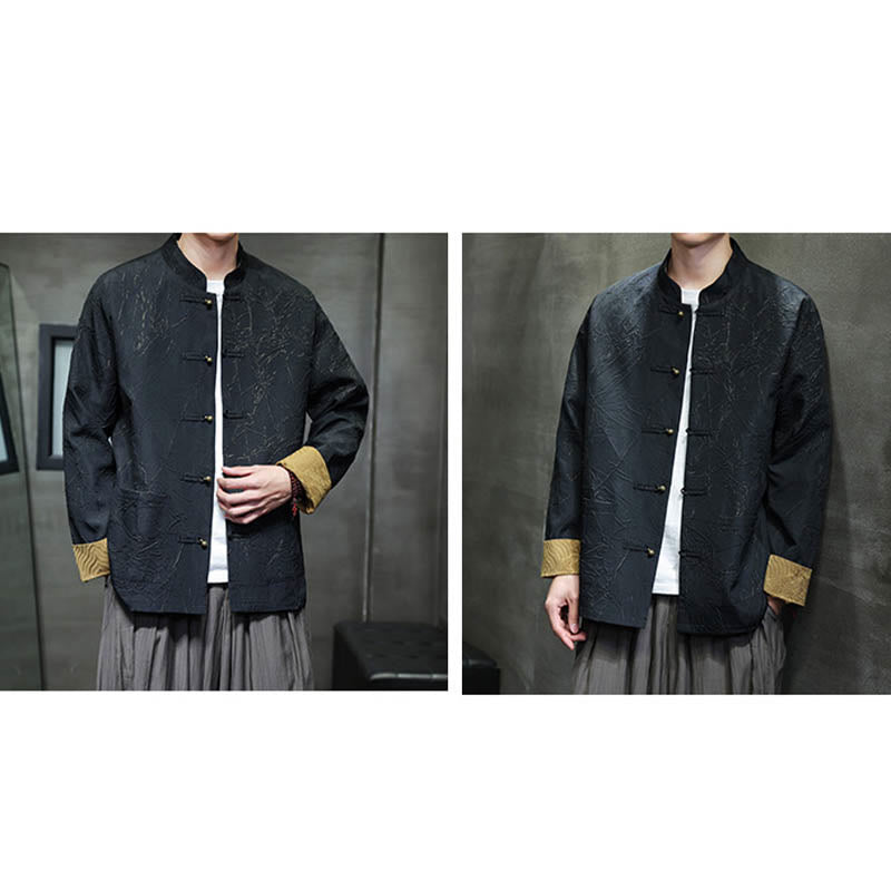 Buddha Stones Tang Suit Casual Frog-bottoni Manica Lunga Nylon Giacca Camicia Uomo Abbigliamento - image 8