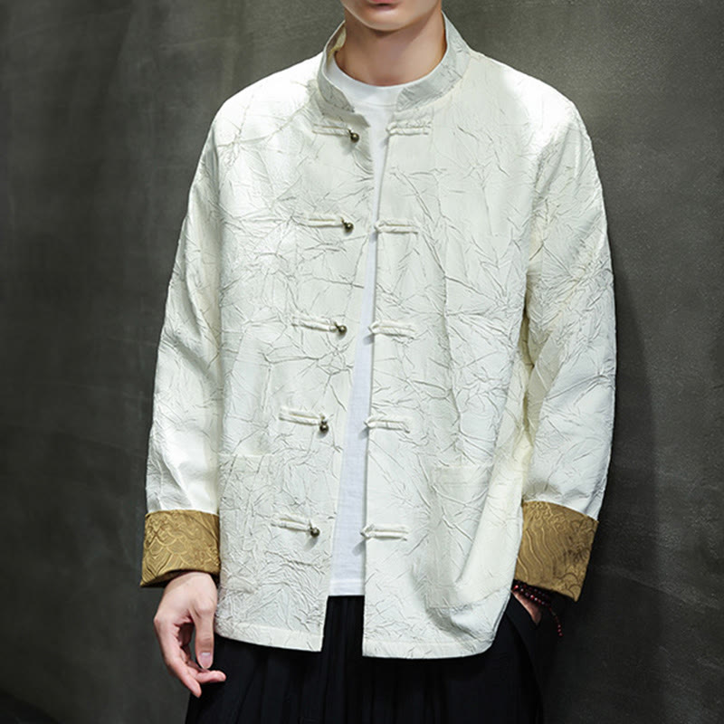 Buddha Stones Tang Suit Casual Frog-bottoni Manica Lunga Nylon Giacca Camicia Uomo Abbigliamento - image 16