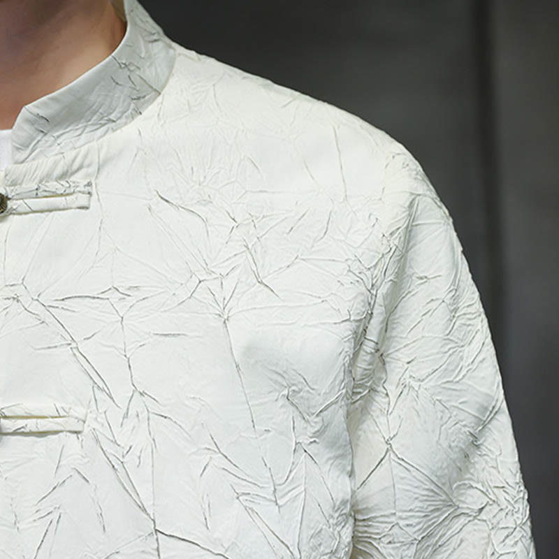 Buddha Stones Tang Suit Casual Frog-bottoni Manica Lunga Nylon Giacca Camicia Uomo Abbigliamento - image 12