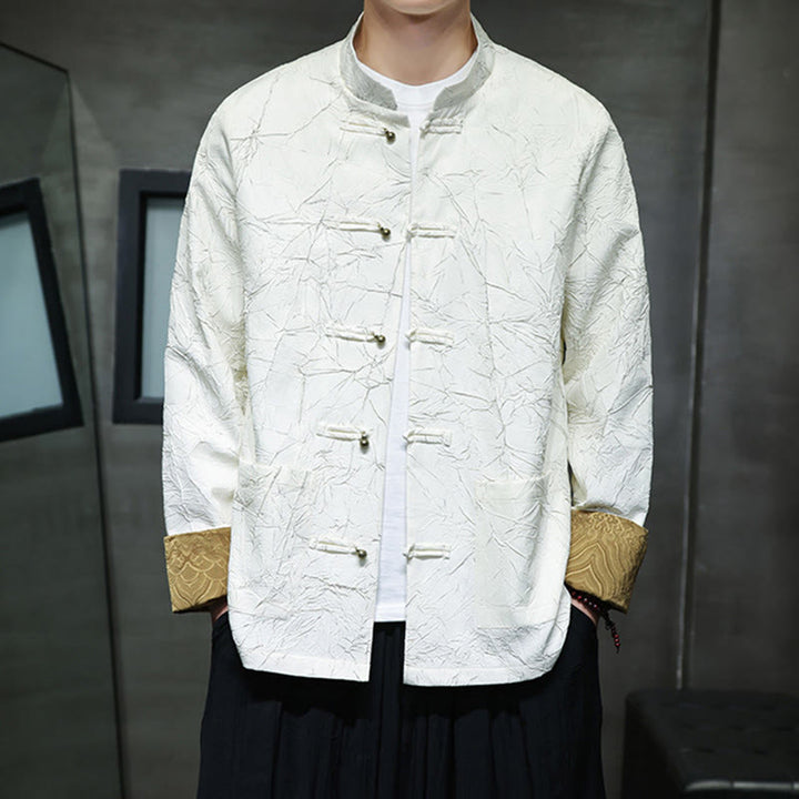 Buddha Stones Tang Suit Casual Frog-bottoni Manica Lunga Nylon Giacca Camicia Uomo Abbigliamento - image 14