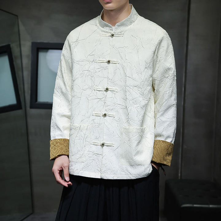 Buddha Stones Tang Suit Casual Frog-bottoni Manica Lunga Nylon Giacca Camicia Uomo Abbigliamento - image 13