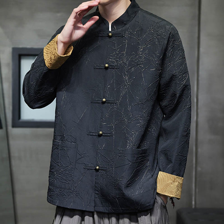 Buddha Stones Tang Suit Casual Frog-bottoni Manica Lunga Nylon Giacca Camicia Uomo Abbigliamento - image 4