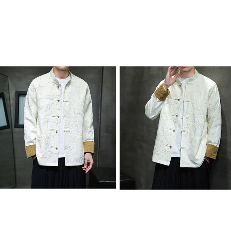 Buddha Stones Tang Suit Casual Frog-bottoni Manica Lunga Nylon Giacca Camicia Uomo Abbigliamento - image 17