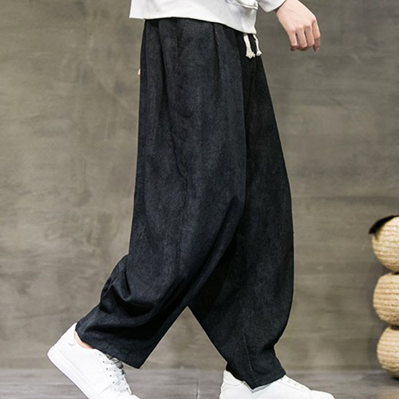 Pantaloni da uomo Buddha Stones Casual in cotone tinta unita con tasche - image 1
