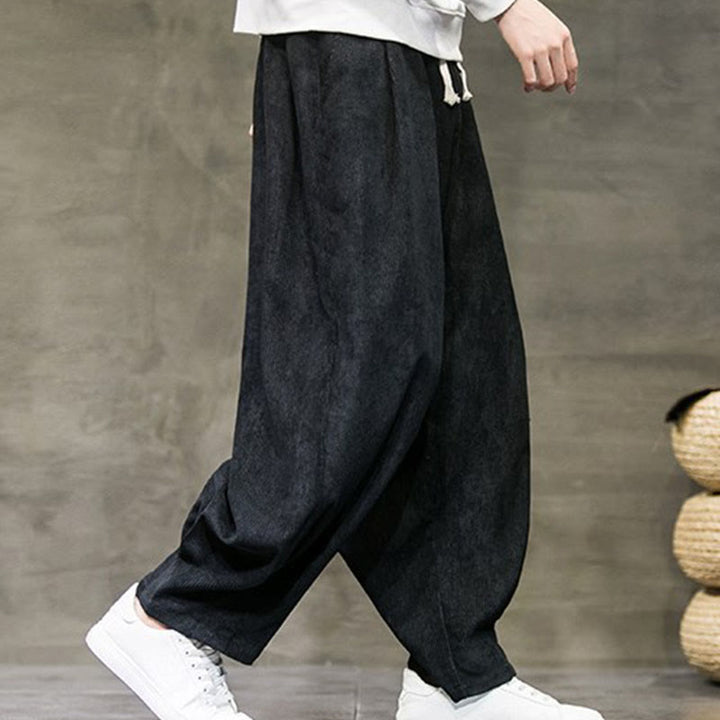 Pantaloni da uomo Buddha Stones Casual in cotone tinta unita con tasche - image 1