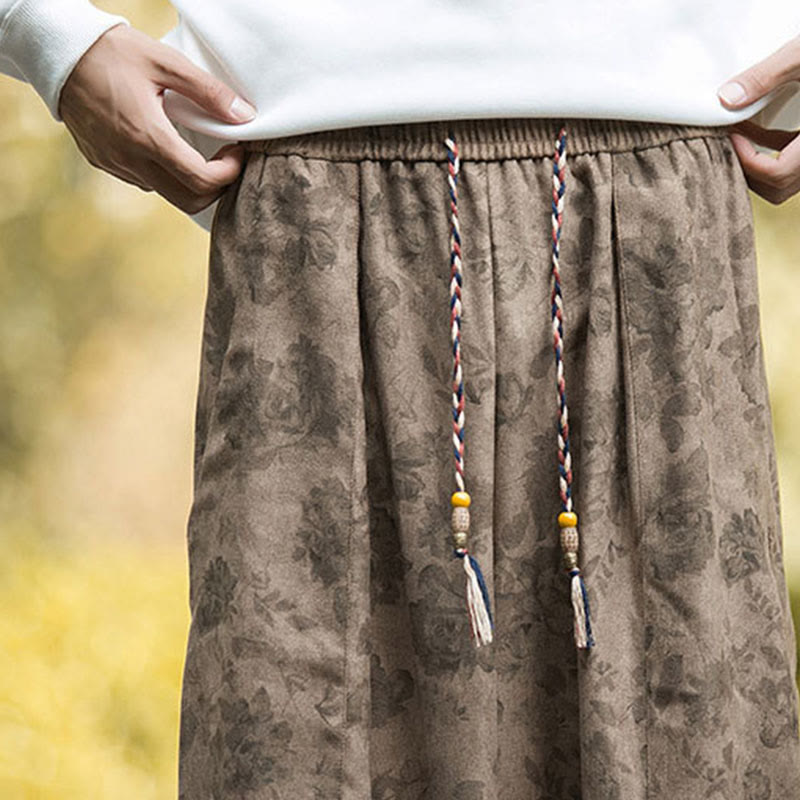 Pantaloni da uomo in velluto a coste di cotone casual con fiori Buddha Stones e grandi tasche - image 12