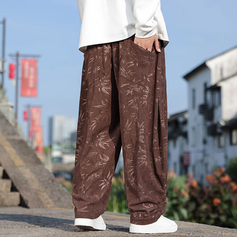 Pantaloni da uomo casual in cotone con tasche, ricamati con Buddha Stones - image 17