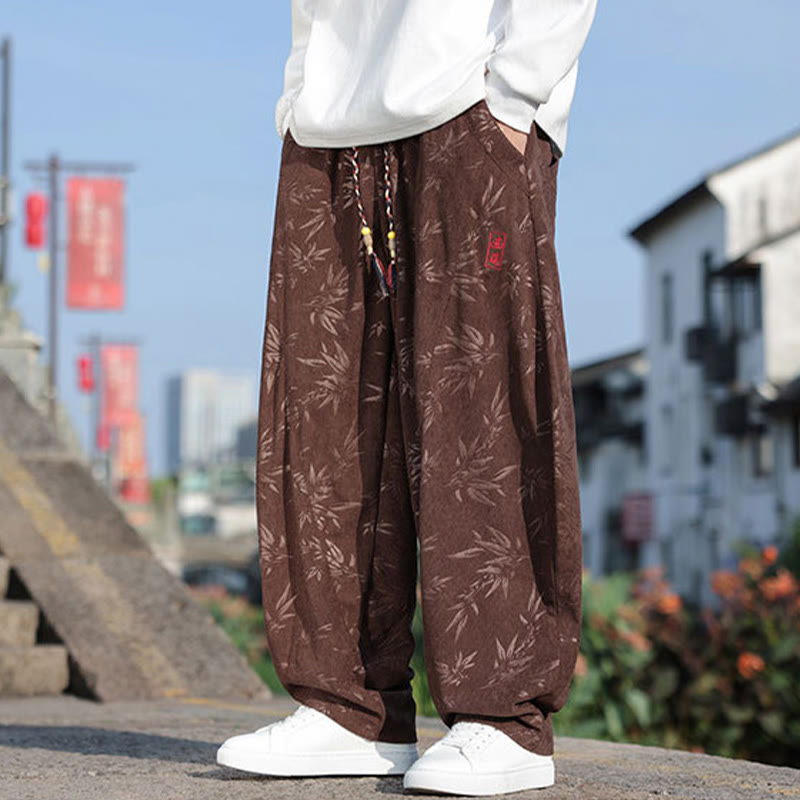 Pantaloni da uomo casual in cotone con tasche, ricamati con Buddha Stones - image 14
