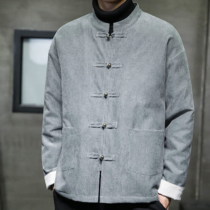 Buddha Stones Tinta Unita Rana-bottoni Cotone Uomo Giacca Camicia Abbigliamento - image 18