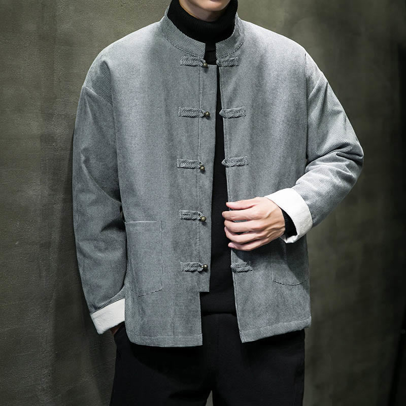 Buddha Stones Tinta Unita Rana-bottoni Cotone Uomo Giacca Camicia Abbigliamento - image 21