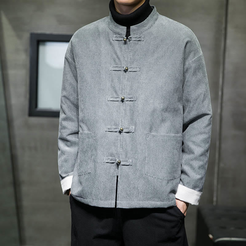 Buddha Stones Tinta Unita Rana-bottoni Cotone Uomo Giacca Camicia Abbigliamento - image 19