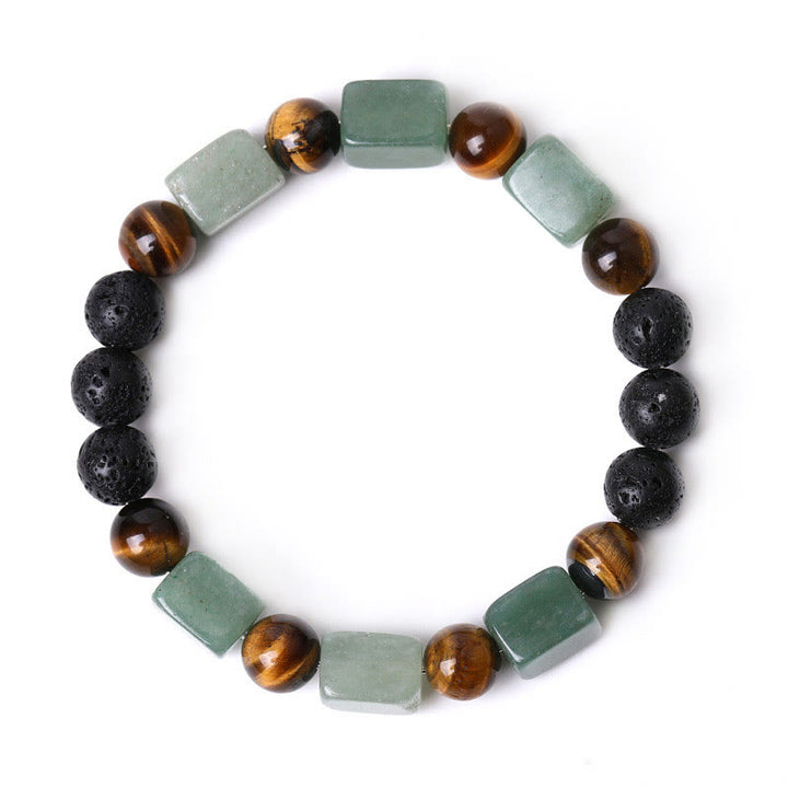 Braccialetto di supporto in pietra lavica con vari cristalli Buddha Stones
