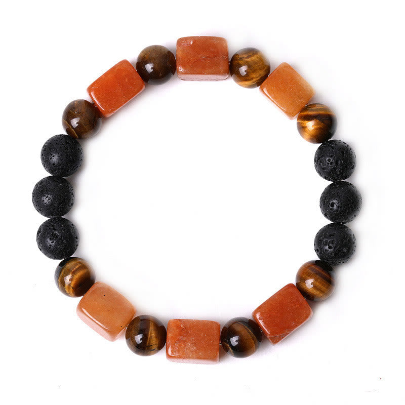 Braccialetto di supporto in pietra lavica con vari cristalli Buddha Stones