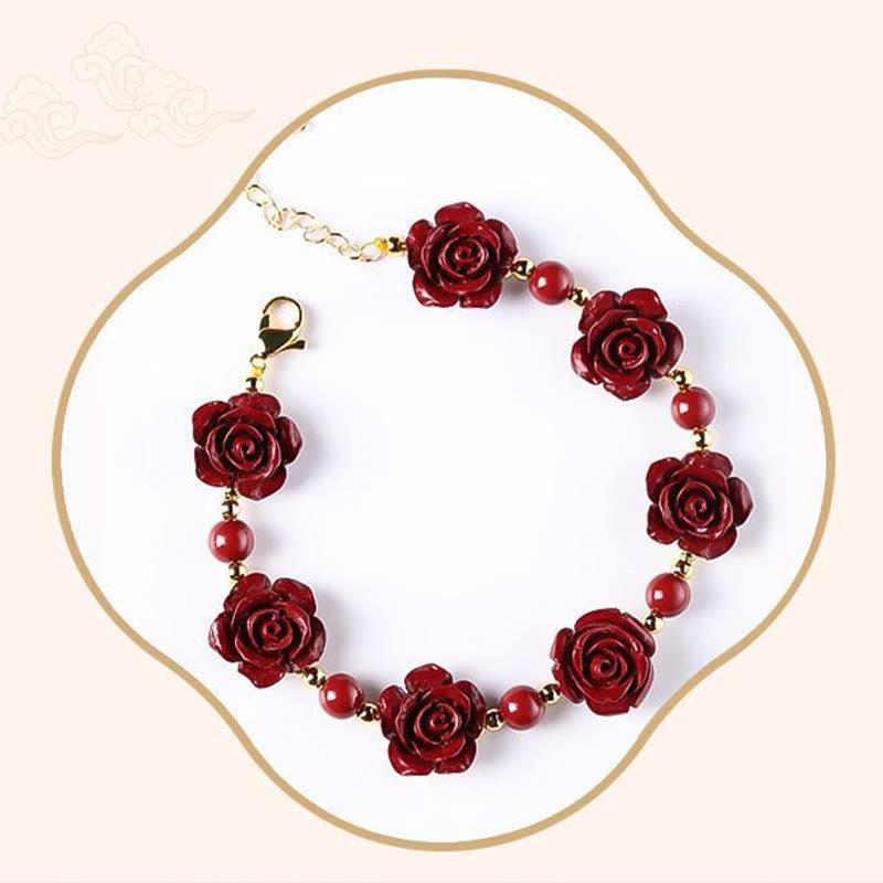 Braccialetto di benedizione Buddha Stones Cinnabar Rose