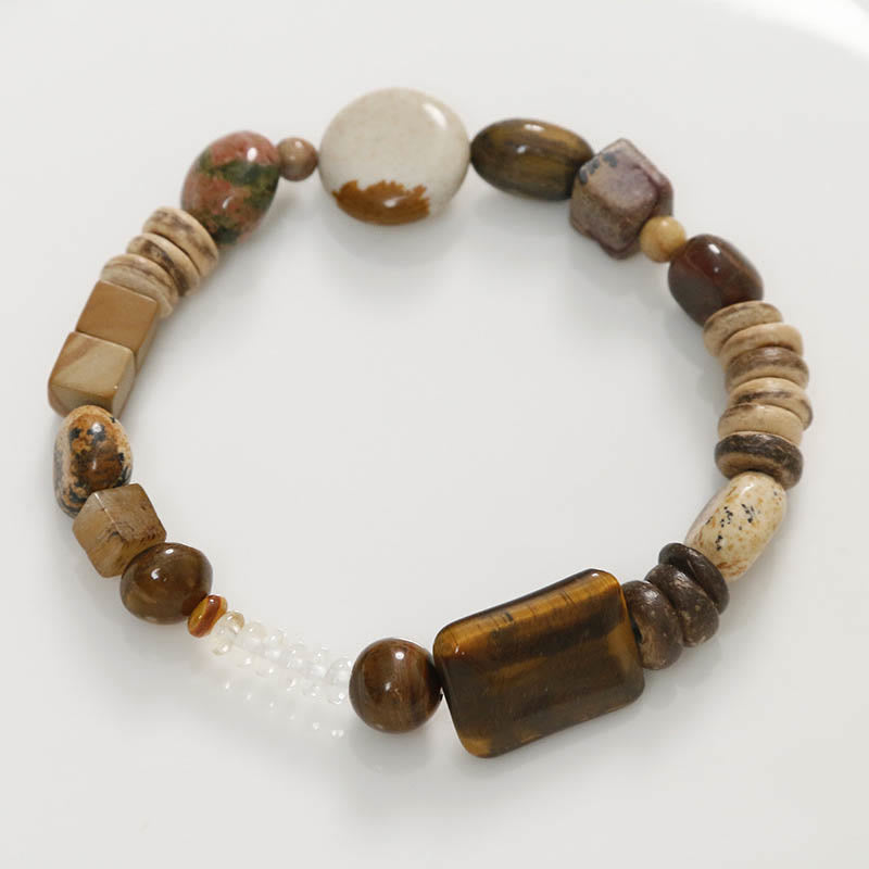 Braccialetto Buddha Stones Coconut Shell Tiger Eye Coraggio