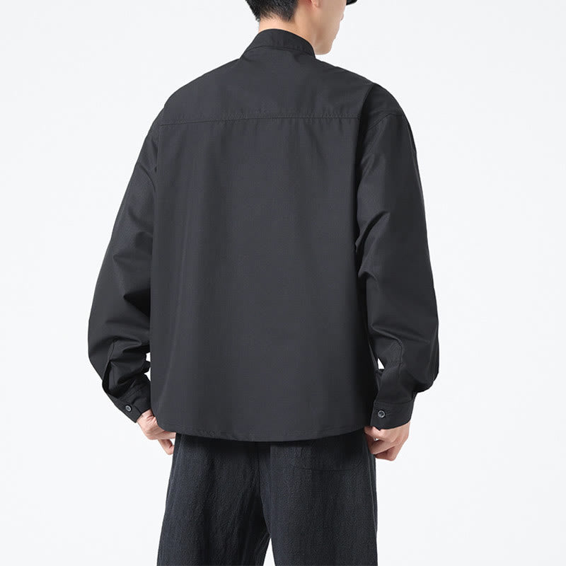 Camicie da uomo in spandex con colletto alto e bottoni Buddha Stones - image 3