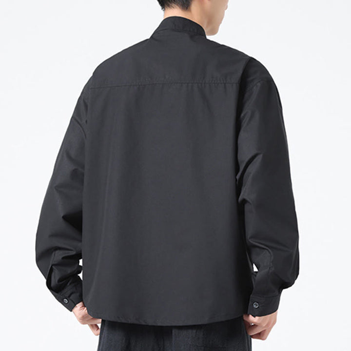 Camicie da uomo in spandex con colletto alto e bottoni Buddha Stones - image 11