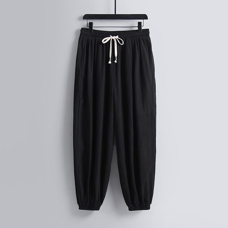 Pantaloni corti con colletto incrociato Buddha Stones , abito in cotone, top e pantaloni Hanfu, set da uomo - image 15