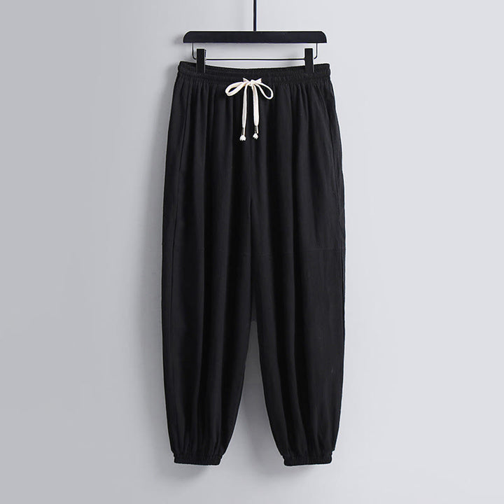 Pantaloni corti con colletto incrociato Buddha Stones , abito in cotone, top e pantaloni Hanfu, set da uomo - image 15