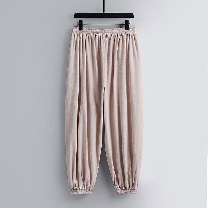 Pantaloni corti con colletto incrociato Buddha Stones , abito in cotone, top e pantaloni Hanfu, set da uomo - image 3