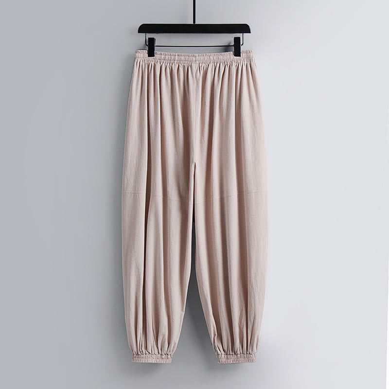 Pantaloni corti con colletto incrociato Buddha Stones , abito in cotone, top e pantaloni Hanfu, set da uomo - image 3