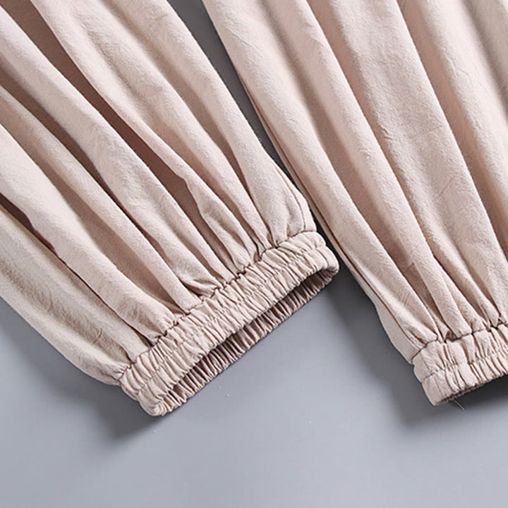 Pantaloni corti con colletto incrociato Buddha Stones , abito in cotone, top e pantaloni Hanfu, set da uomo - image 7