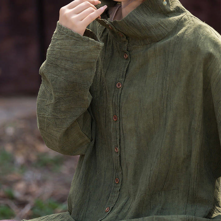 Cardigan in stile cinese in cotone ramiè con collo alto e Buddha Stones - image 11