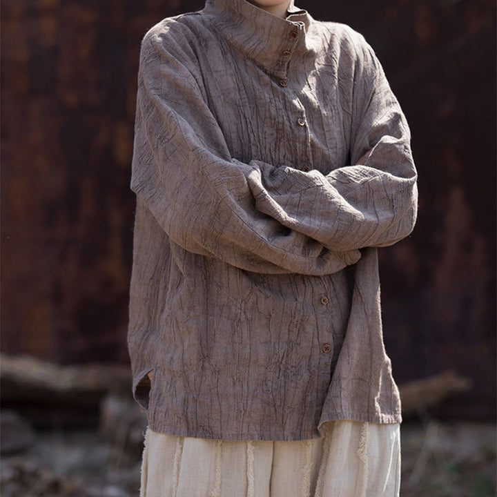 Cardigan in stile cinese in cotone ramiè con collo alto e Buddha Stones - image 21