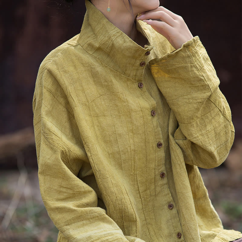 Cardigan in stile cinese in cotone ramiè con collo alto e Buddha Stones - image 1