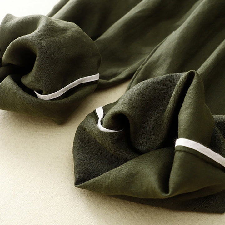 Pantaloni harem in lino e cotone con lacci a vita alta vintage Buddha Stones con tasche - image 36