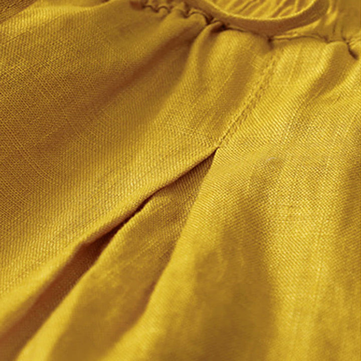 Pantaloni harem in lino e cotone con lacci a vita alta vintage Buddha Stones con tasche - image 17