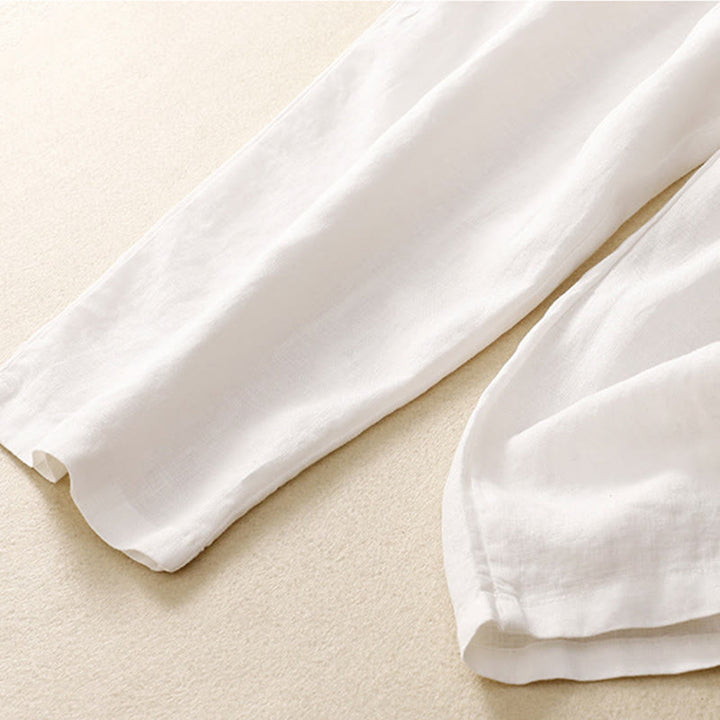 Pantaloni harem in lino e cotone con lacci a vita alta vintage Buddha Stones con tasche - image 24