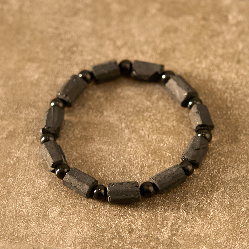 Bracciale della saggezza in tormalina nera Buddha Stones