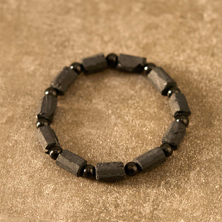 Bracciale della saggezza in tormalina nera Buddha Stones
