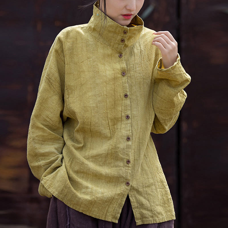 Cardigan in stile cinese in cotone ramiè con collo alto e Buddha Stones - Verga d'oro - US4-8/10, UK/AU8-12/14,EU36-40/42 (F) - image 0