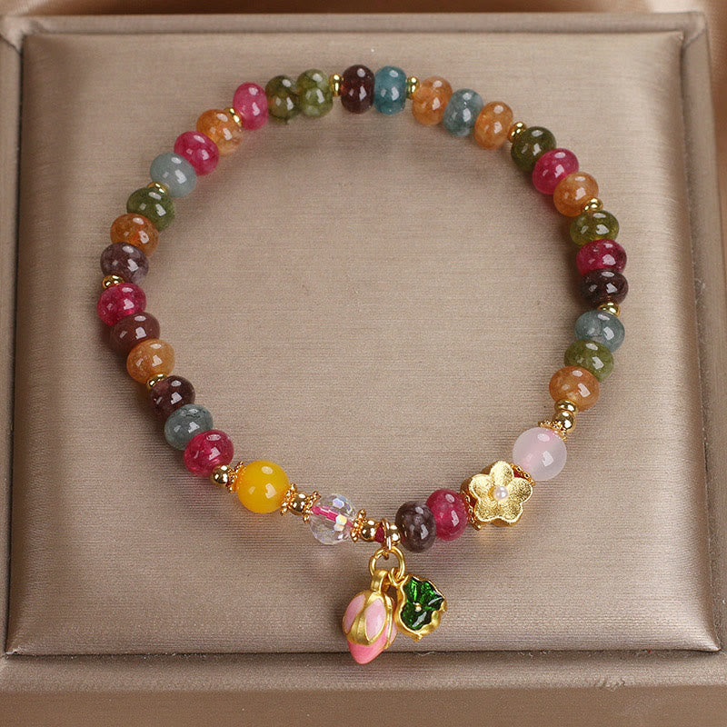 Braccialetto della saggezza con baccello di semi di loto e tormalina Buddha Stones