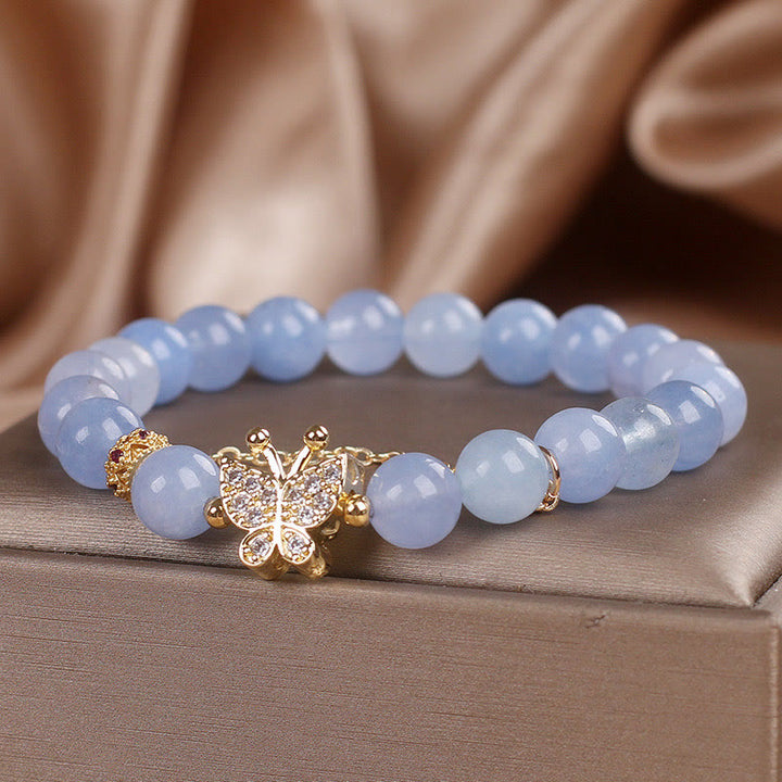 Bracciale Buddha Stones Aquamarine Butterfly Serenity