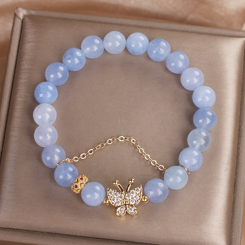 Bracciale Buddha Stones Aquamarine Butterfly Serenity