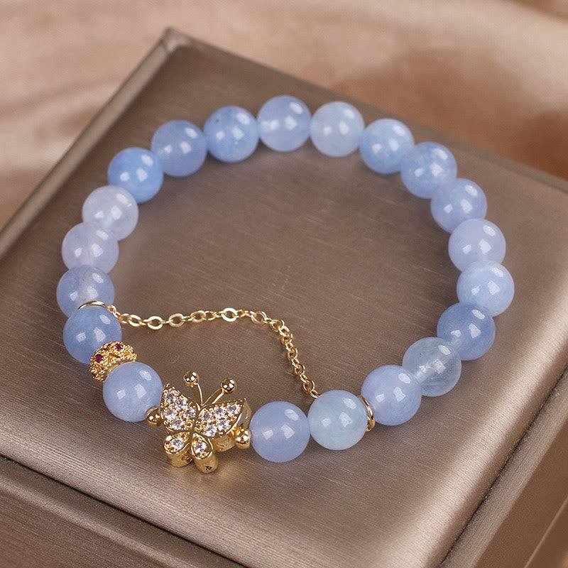 Bracciale Buddha Stones Aquamarine Butterfly Serenity
