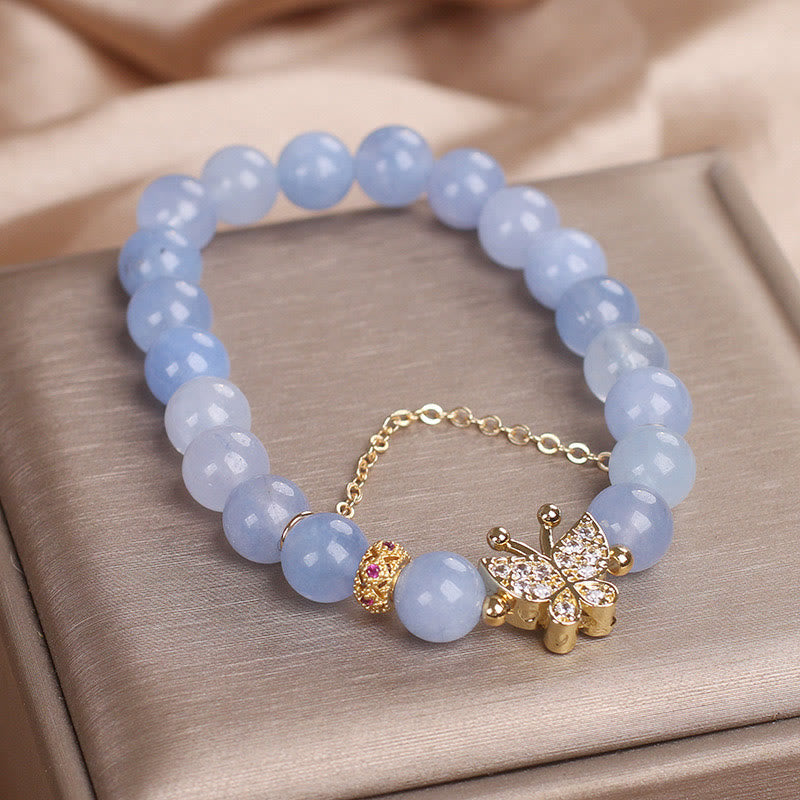 Bracciale Buddha Stones Aquamarine Butterfly Serenity