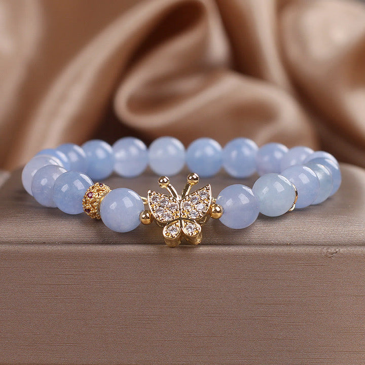 Bracciale Buddha Stones Aquamarine Butterfly Serenity